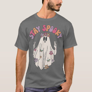 Camiseta Hippie Permanece Spooky Halloween Retro Floral Boh