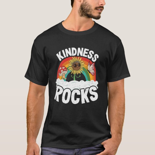 Camiseta Hippie Retro Professor Anti Bullying Rainbow Kindn (Frente)