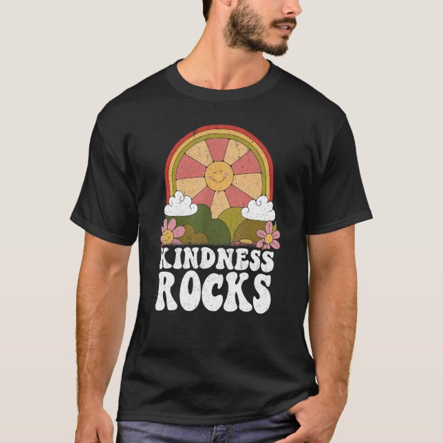 Camiseta Hippie Retro Professor Rainbow Kindness Rocks Eart (Frente)