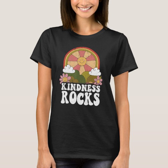 Camiseta Hippie Retro Professor Rainbow Kindness Rocks Eart (Frente)