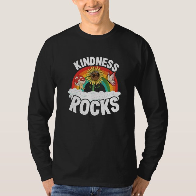 Camiseta Hippie Retro Teacher Anti Bullying Rainbow Kindnes (Frente)