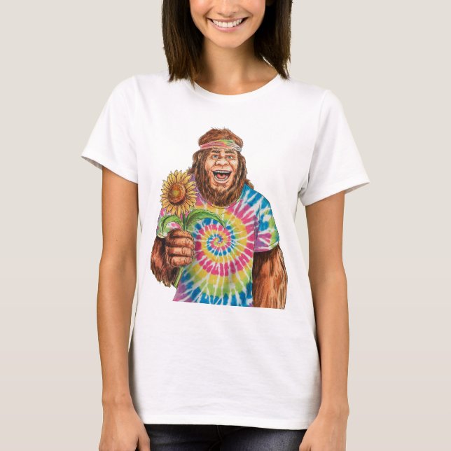 Camiseta Hippie Sasquatch Com Girassol (Frente)