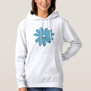 Camiseta Hippie - Sinal de Paz Flor Aqua