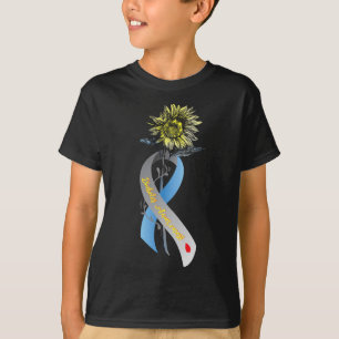 Camiseta Hippie Sunflower Cinza Blue Fita Tipo 1 Diabetes