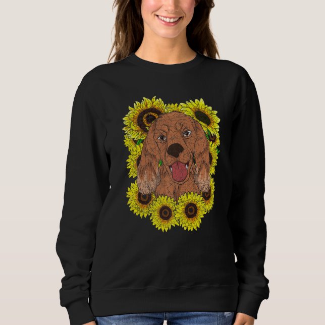 Camiseta Hippie Sunflower Dog  Dog Owner Pet Cocker Spaniel (Frente)