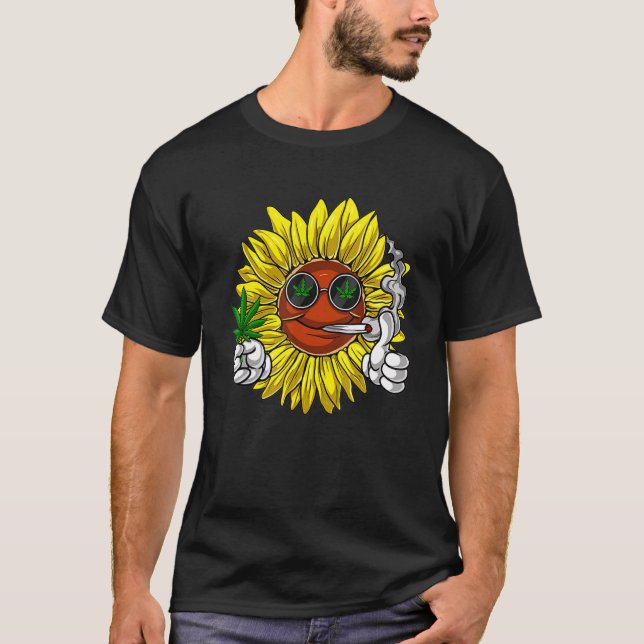 Camiseta Hippie Sunflower Stoner Smoking Weed (Frente)