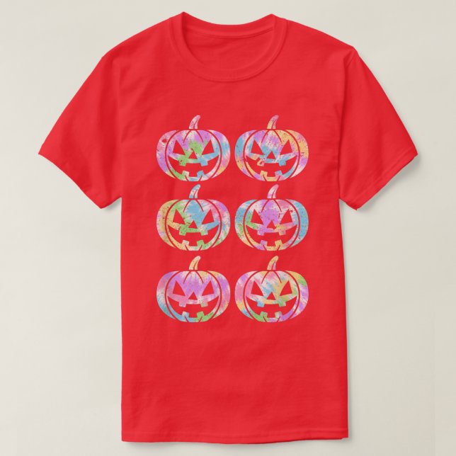 Camiseta Hippie Tie Dye Style Feliz Halloween Pumpkin Jack (Frente do Design)