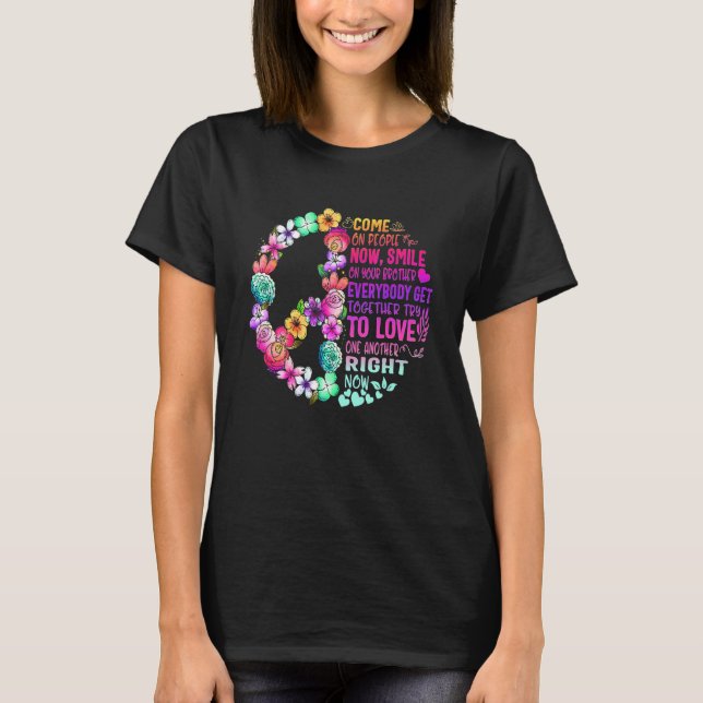 Camiseta Hippie, Vamos, Pessoas, Sorria No Seu Irmão. (Frente)
