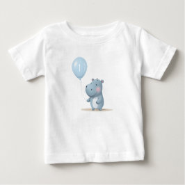 Camiseta Hippo Aniversário azul suave 