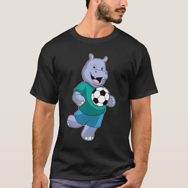 Camiseta Hippo as Soccer player with Soccer (Frente)
