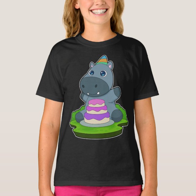 Camiseta Hippo Birthday Cake (Frente)