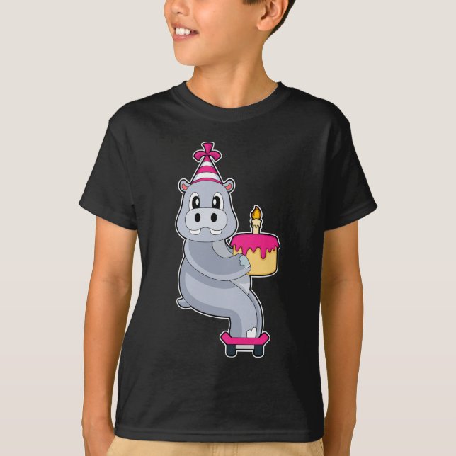 Camiseta Hippo Birthday Skateboard (Frente)