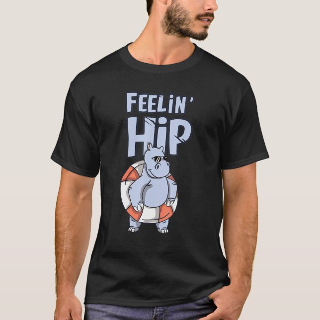 Camiseta Hippo com óculos de sol Piscina flutuante Feelin H (Frente)
