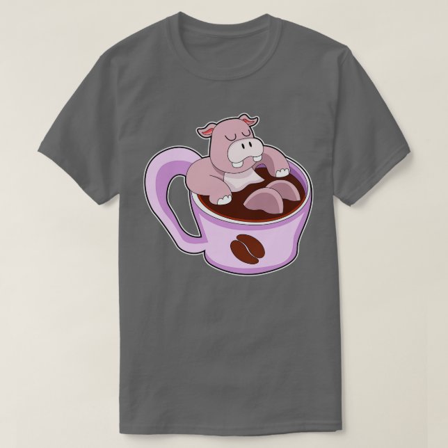 Camiseta Hippo com Taça de Café (Frente do Design)