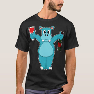 Camiseta Hippo com Vidro de Garrafa de Vinho