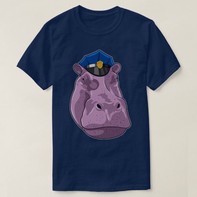 Camiseta Hippo como agente da Polícia (Frente do Design)