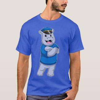 Camiseta Hippo como agente da polícia com chapéu da polícia
