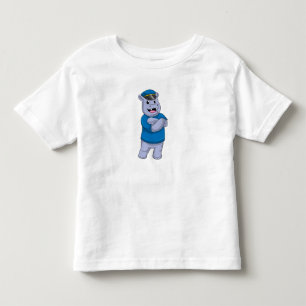 Camiseta Hippo como agente da polícia com chapéu da polícia