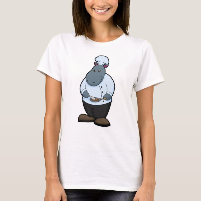 Camiseta Hippo como cozinheiro com Pan (Frente)
