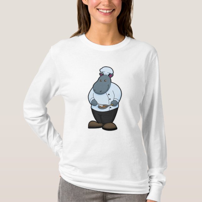Camiseta Hippo como cozinheiro com Pan (Frente)