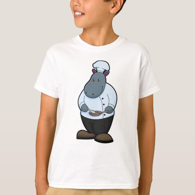 Camiseta Hippo como cozinheiro com Pan (Frente)