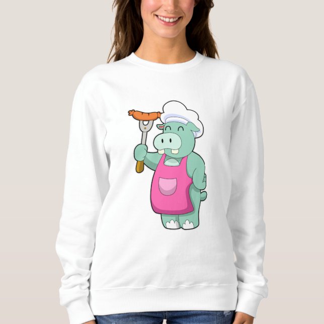 Camiseta Hippo como cozinheiro com salsicha (Frente)
