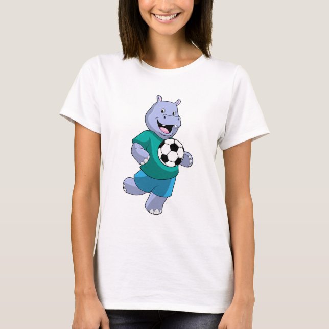 Camiseta Hippo como jogador de futebol com futebol (Frente)