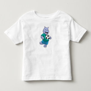Camiseta Hippo como jogador de futebol com futebol