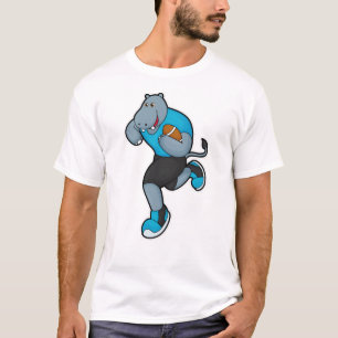 Camiseta Hippo como jogador de futebol com futebol