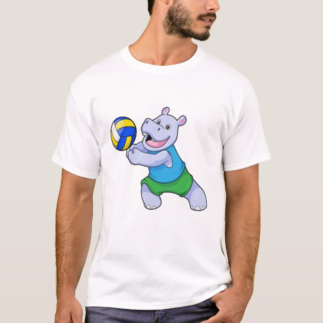 Camiseta Hippo como jogador de voleibol com voleibol (Frente)