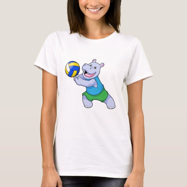 Camiseta Hippo como jogador de voleibol com voleibol (Frente)
