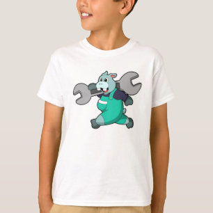 Camiseta Hippo como mecânico com chave inglesa