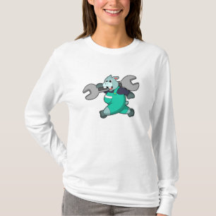 Camiseta Hippo como mecânico com chave inglesa