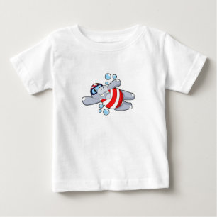 Camiseta Hippo como mergulhador com óculos de natação