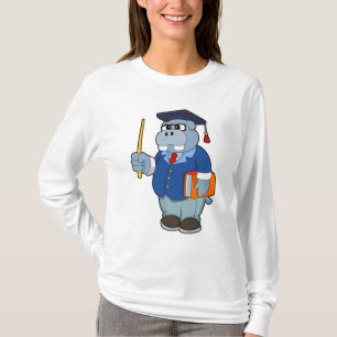 Camiseta Hippo como Professor com Livro