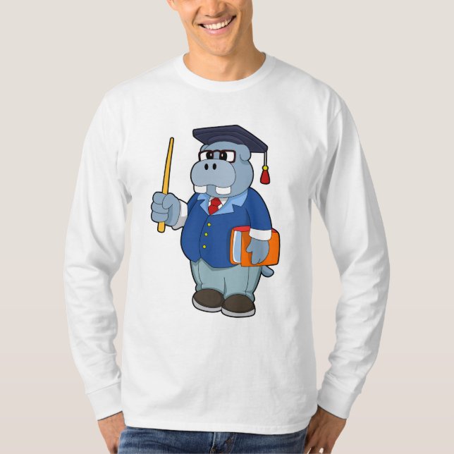 Camiseta Hippo como Professor com Livro (Frente)