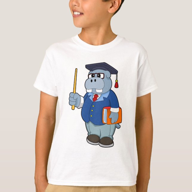 Camiseta Hippo como Professor com Livro (Frente)