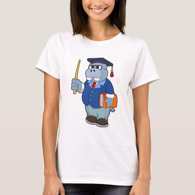 Camiseta Hippo como Professor com Livro (Frente)