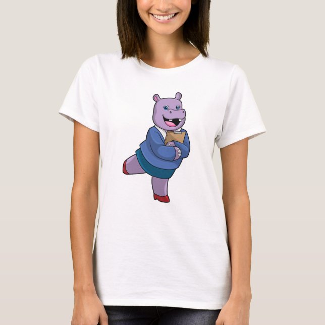 Camiseta Hippo como Secretário com Notepad (Frente)