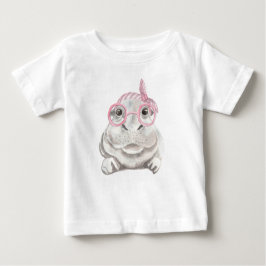 CAMISETA HIPPO DE CINZA CUTA COM CHAPA E COPA DE ROSA