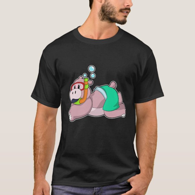 Camiseta Hippo em mergulho com Snorkel (Frente)