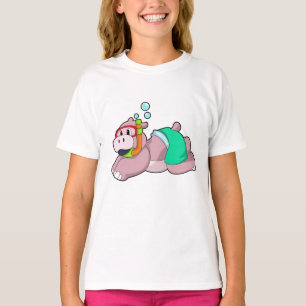 Camiseta Hippo em mergulho com Snorkel