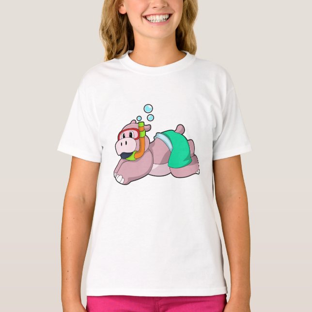 Camiseta Hippo em mergulho com Snorkel (Frente)