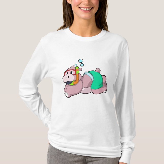 Camiseta Hippo em mergulho com Snorkel (Frente)