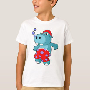Camiseta Hippo em Nadar com troncos de Natação
