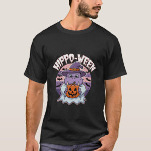 Camiseta Hippo-entre Spooky Halloween Moo Deng Hippo Ghost