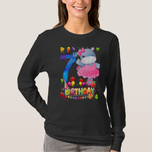 Camiseta Hippo, eu sou uma Garota de 7 anos. Aniversário do