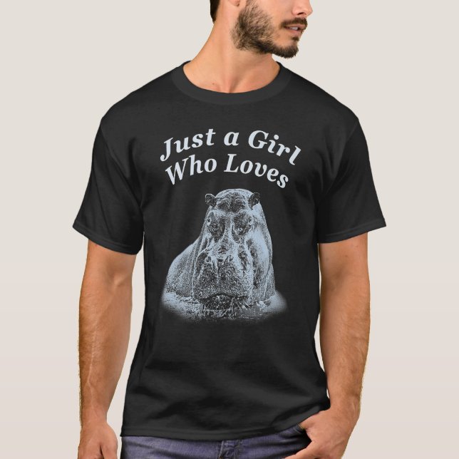 Camiseta Hippo Fechar Imagem com Texto Apenas uma Rapariga  (Frente)