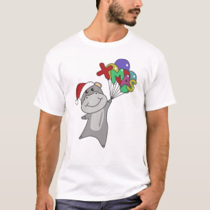 Camiseta Hippo Feliz Natal Animais de inverno Hippos