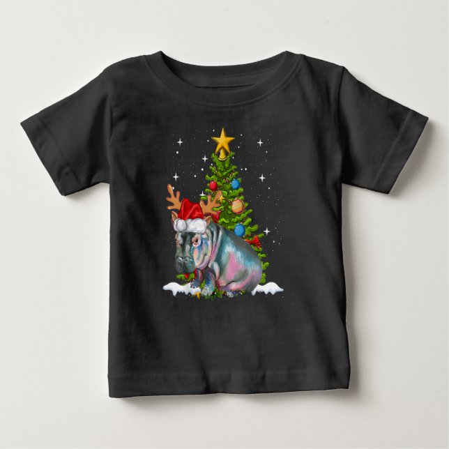 Camiseta Hippo Fiona Árvore de Natal Hippopotamus (Frente)